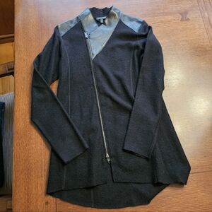 Eileen Fisher Wool And Leather Jacket PP Small